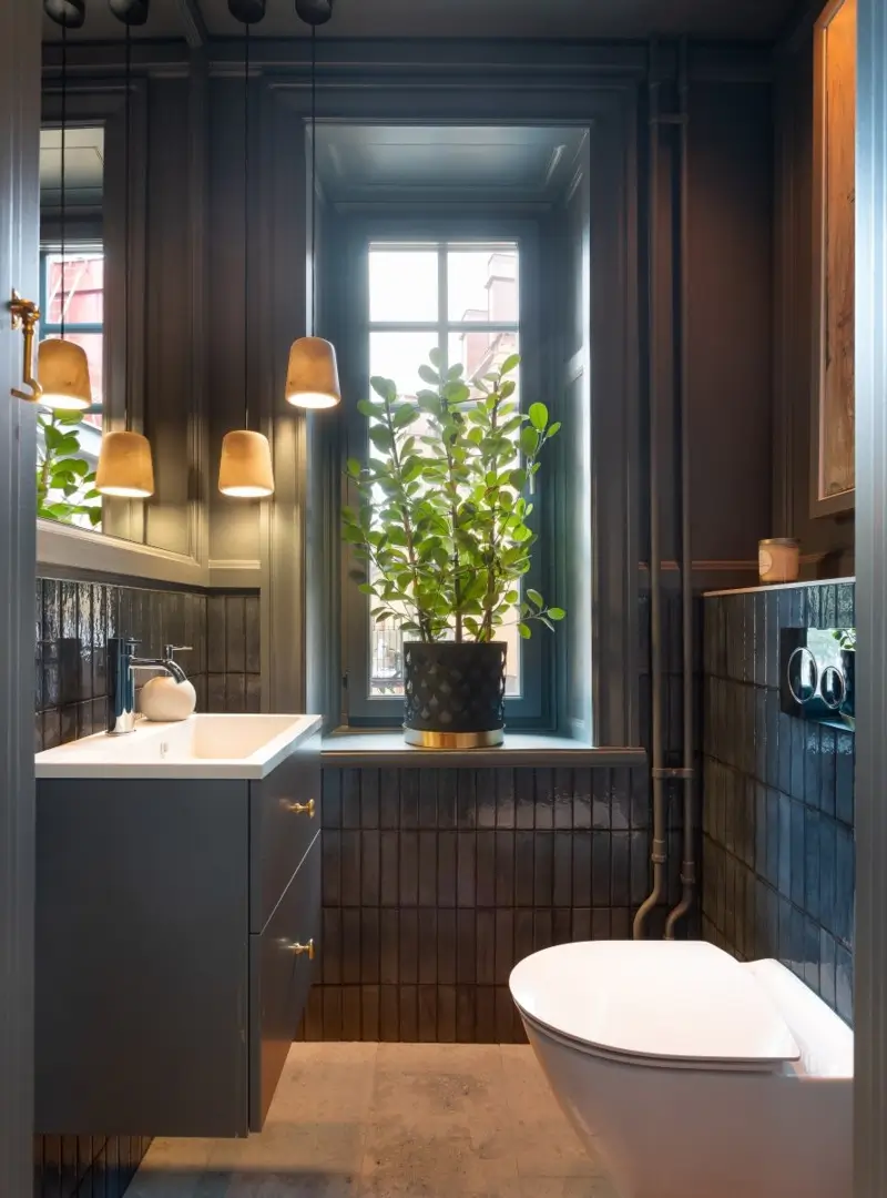 Best of 2025: Bathrooms 32 bathroom dark blue tiles deep window niche