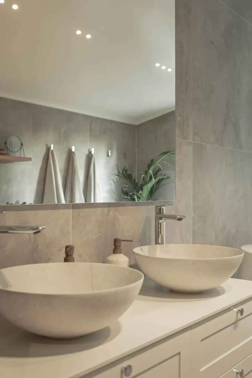 Modern Comforts and Historic Architecture in an 18th Century Home 14 bathroom double sink