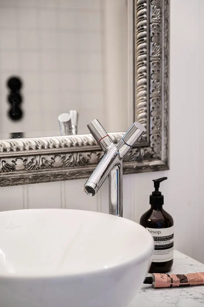 Scandinavian Design Meets The Hamptons in a Swedish Country House 34 bathroom sink