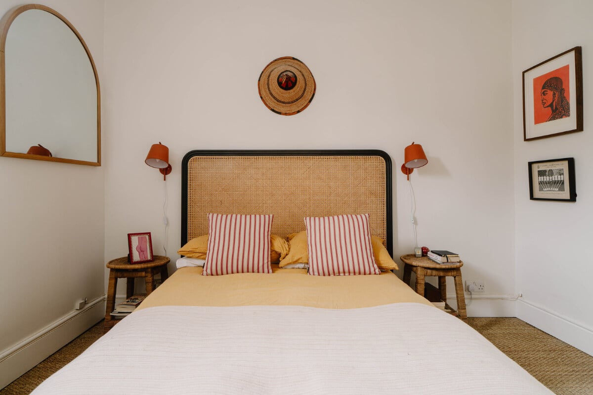 A Modern Ground-Floor Apartment with a Tiny Patio Garden 16 bedroom cane headboard