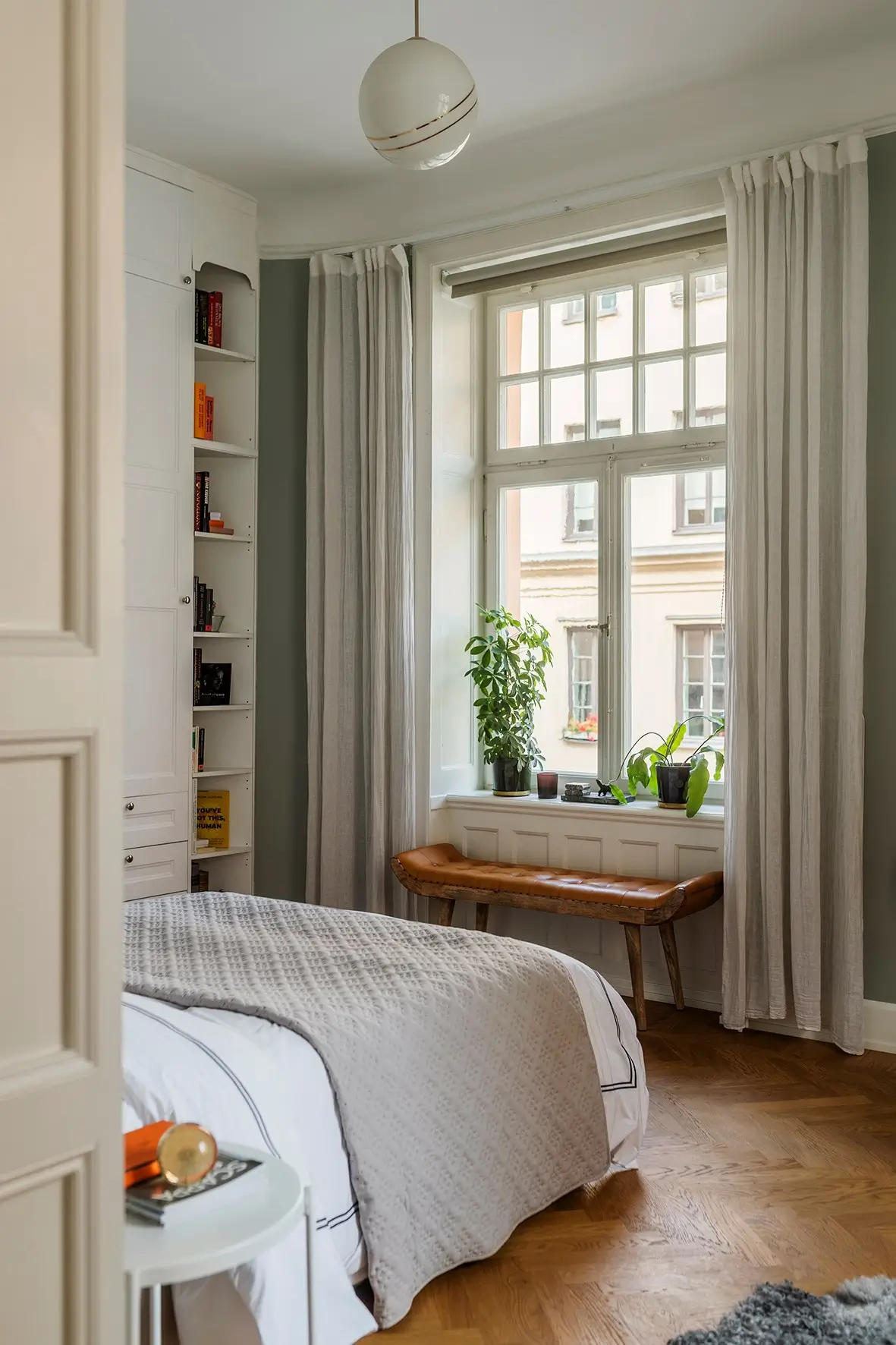 bedroom large window parquet herringbone floor nordroom