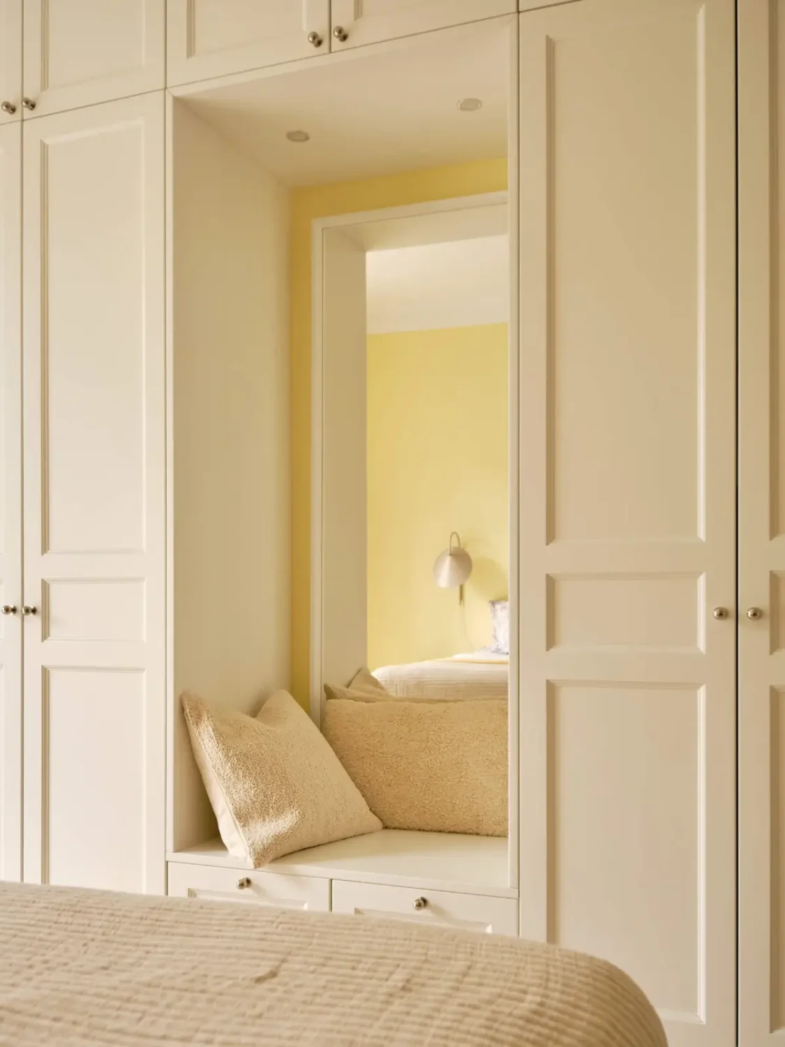 Pastel Hues in a Light-Filled 1880s Apartment in Stockholm 13 bedroom wardrobes with built-in seat nordroom