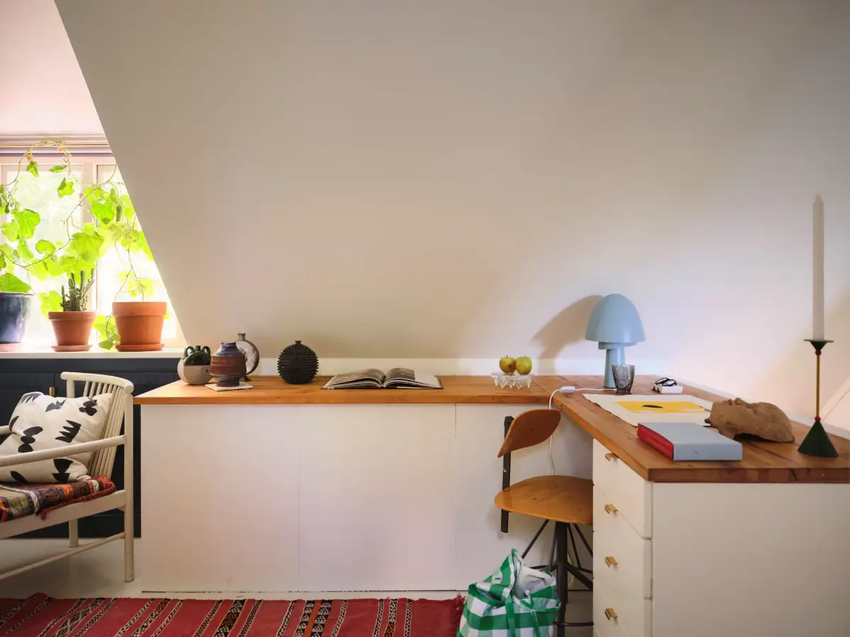 A Colorful Family Home in an Old Gardener's Cottage in Sweden 30 built-in desk