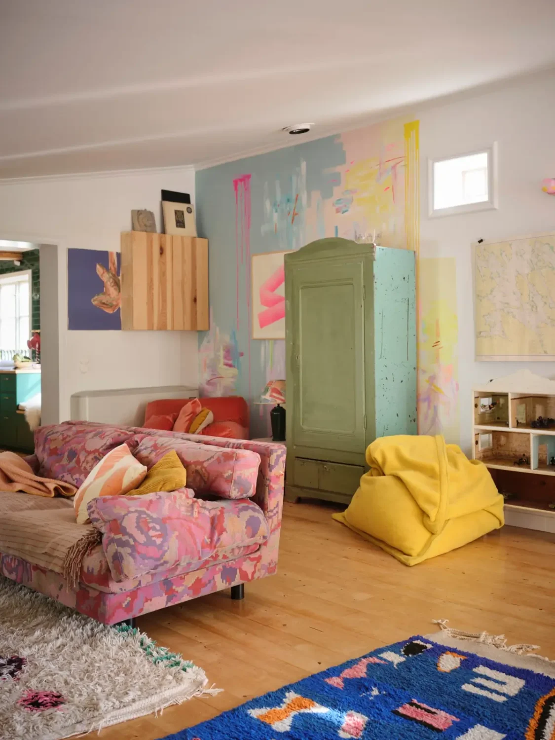 A Colorful Family Home in an Old Gardener's Cottage in Sweden 15 colorful accent wall