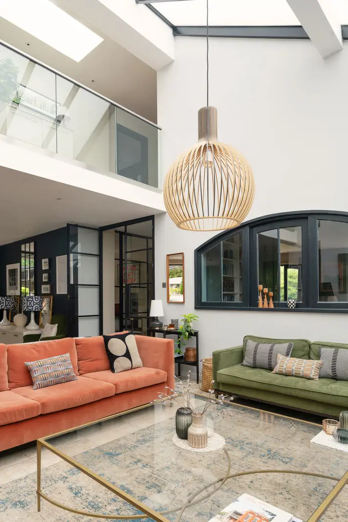 Contemporary Open-Plan Living Spaces in an English Victorian House 6 double height ceiling living room