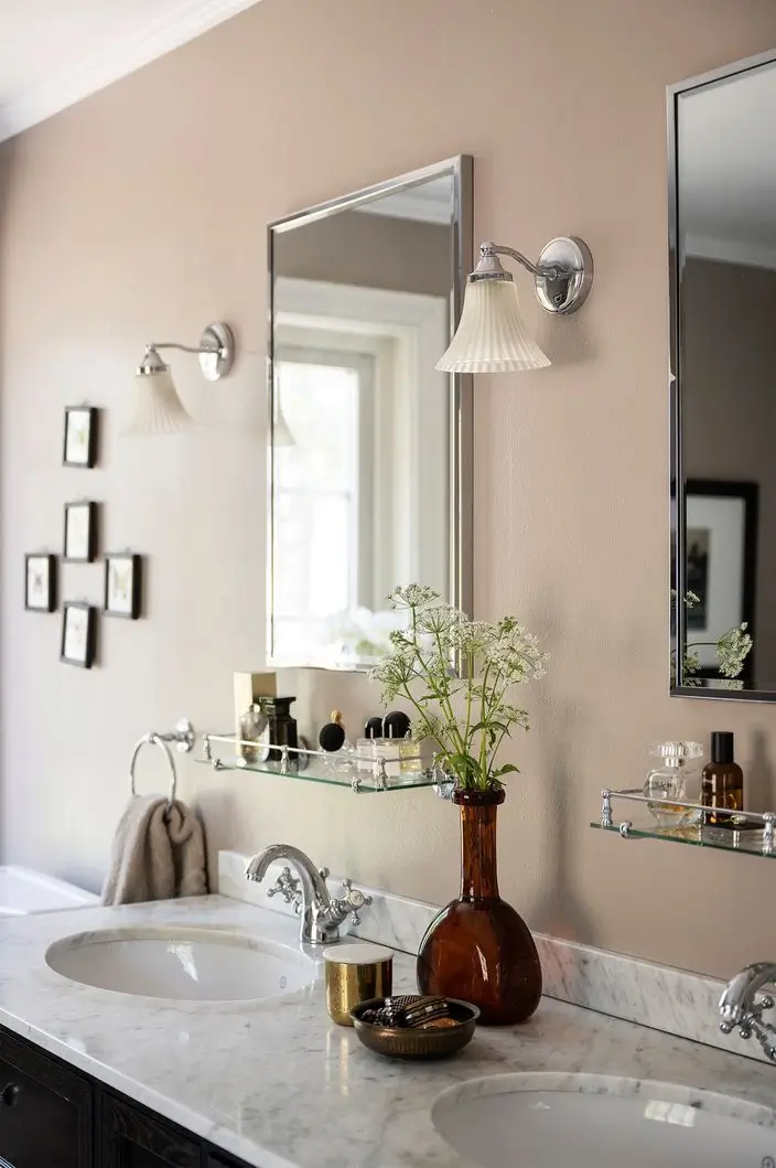 Scandinavian Design Meets The Hamptons in a Swedish Country House 49 double marble-topped sinks
