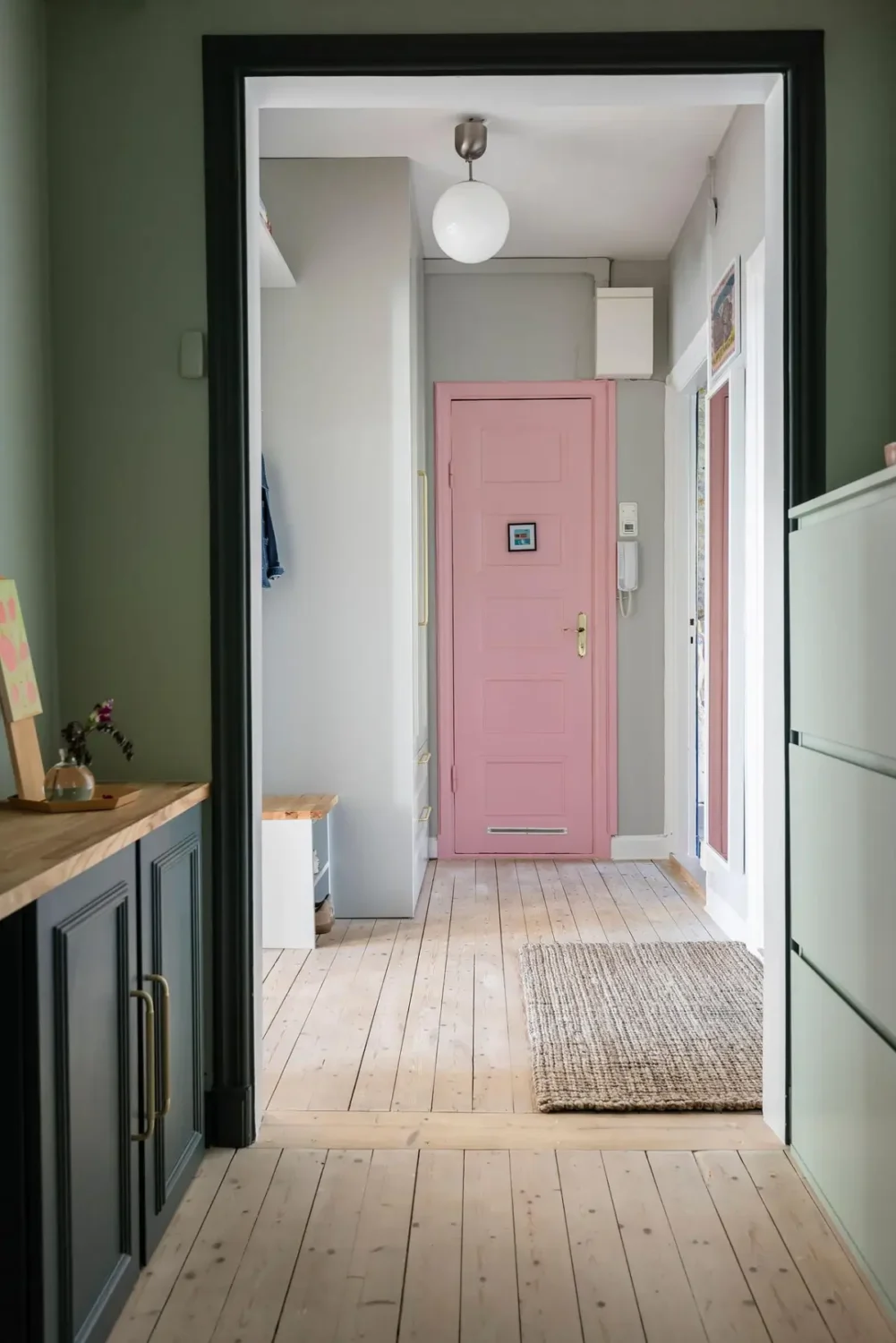 A Colorful 1920s Family Apartment in Sweden 28 home office view into hall