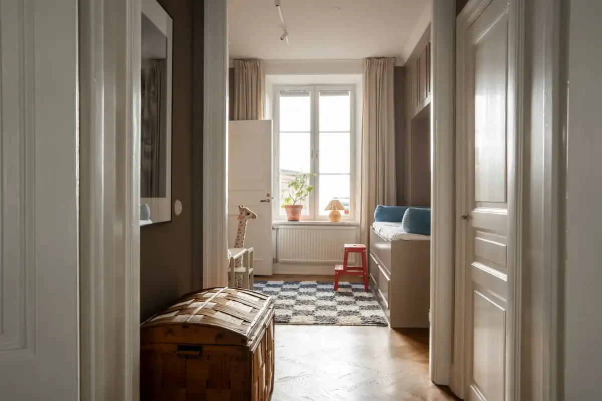 Arched Windows and Design Classics in a 19th Century Apartment 17 kids bedroom checkerboard rug