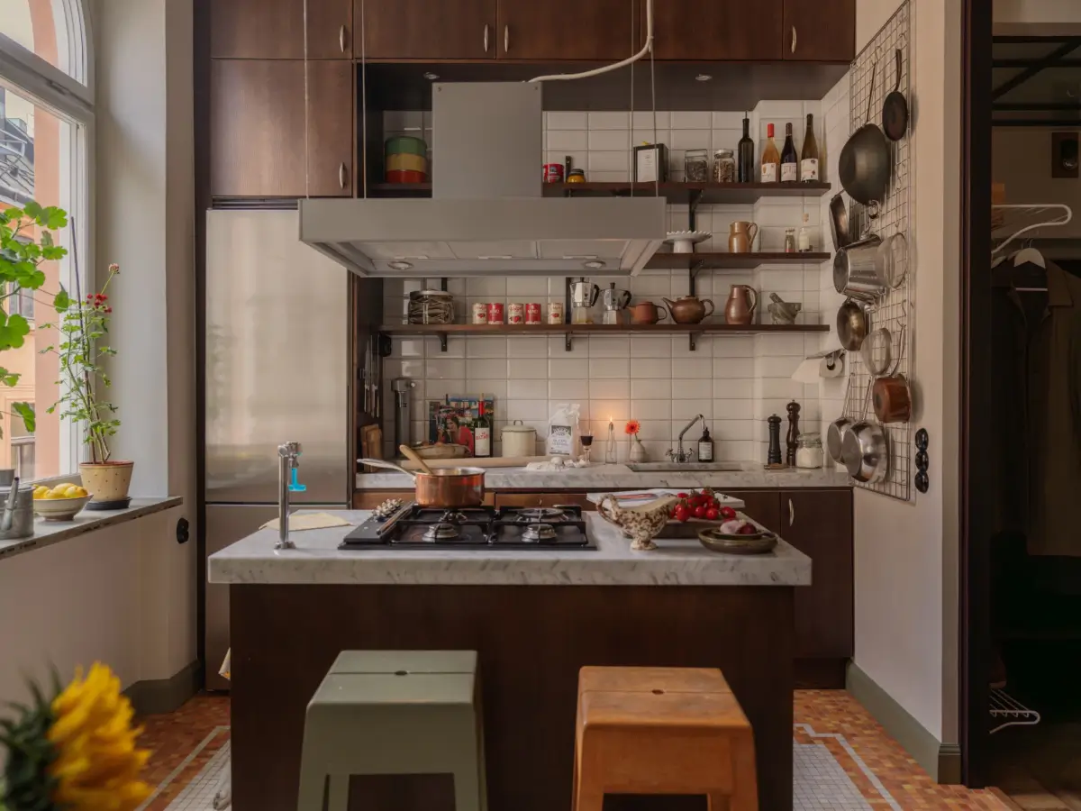 A Classic Late 19th Century Apartment with Magnificent Views of Stockholm 21 kitchen with island marble top