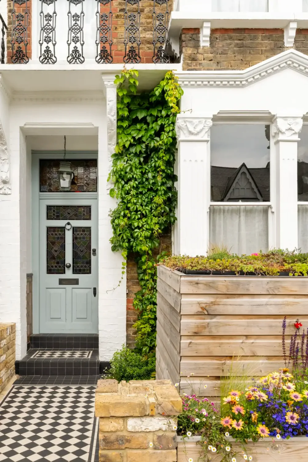 A Beautiful Extended Victorian House in Queen's Park 20 light blue front door checkered path