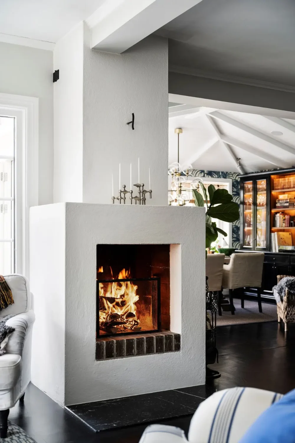 Scandinavian Design Meets The Hamptons in a Swedish Country House 11 living room fireplace