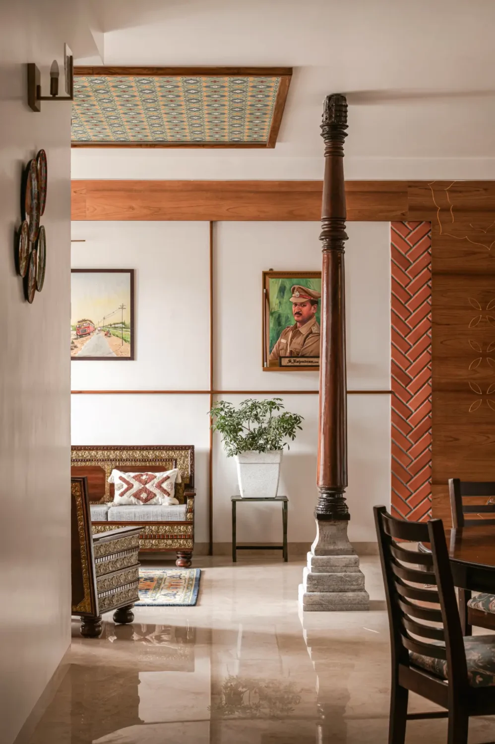 A South Indian Family Home Where Heritage Meets Bold Color Choices 1 living room with dining table