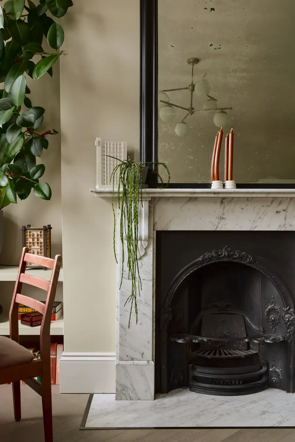 A Classic Victorian Duplex with a Lush, Private Garden in London 7 marble fireplace detail
