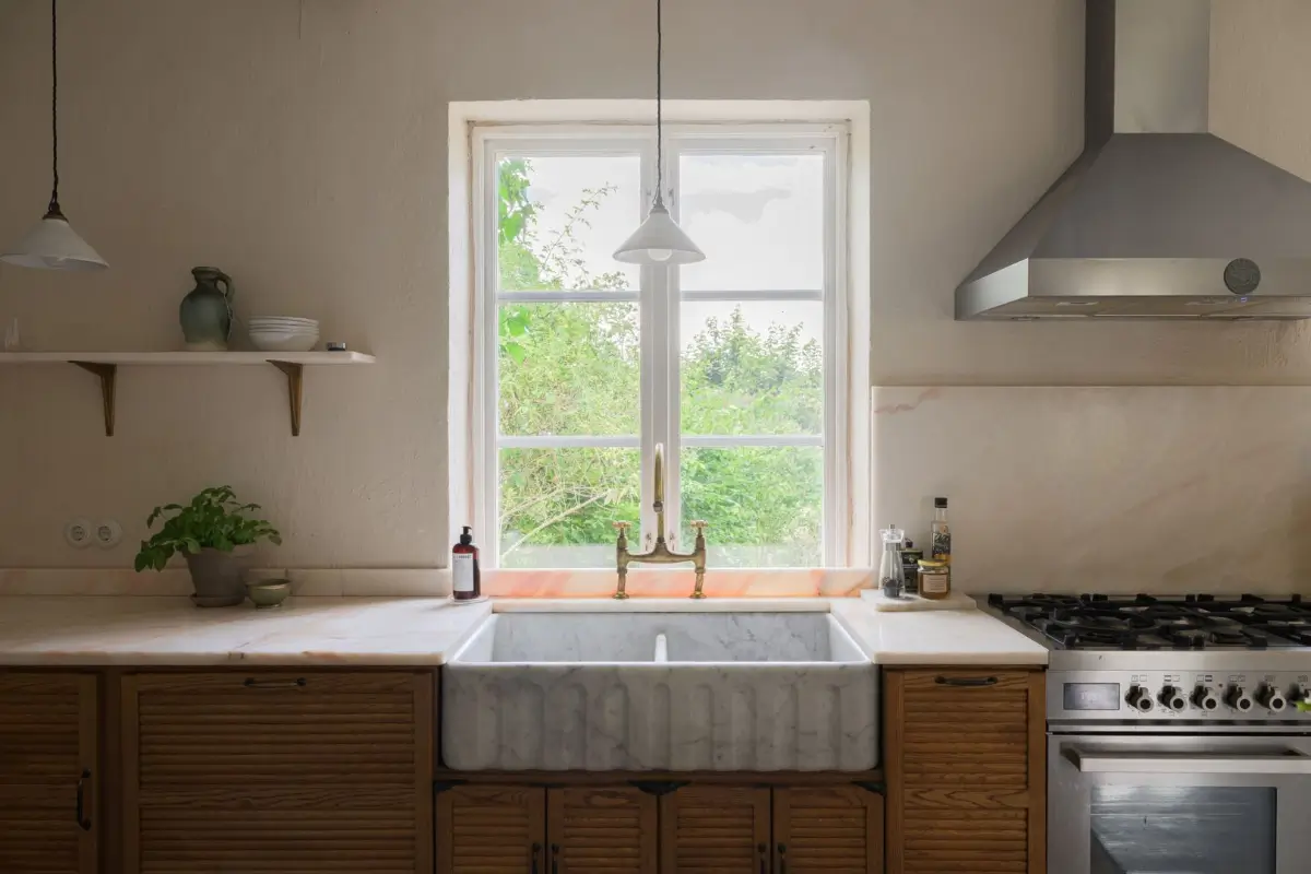 Historic Character and a deVOL Kitchen in a Swedish Country House 9 marble kitchen sink