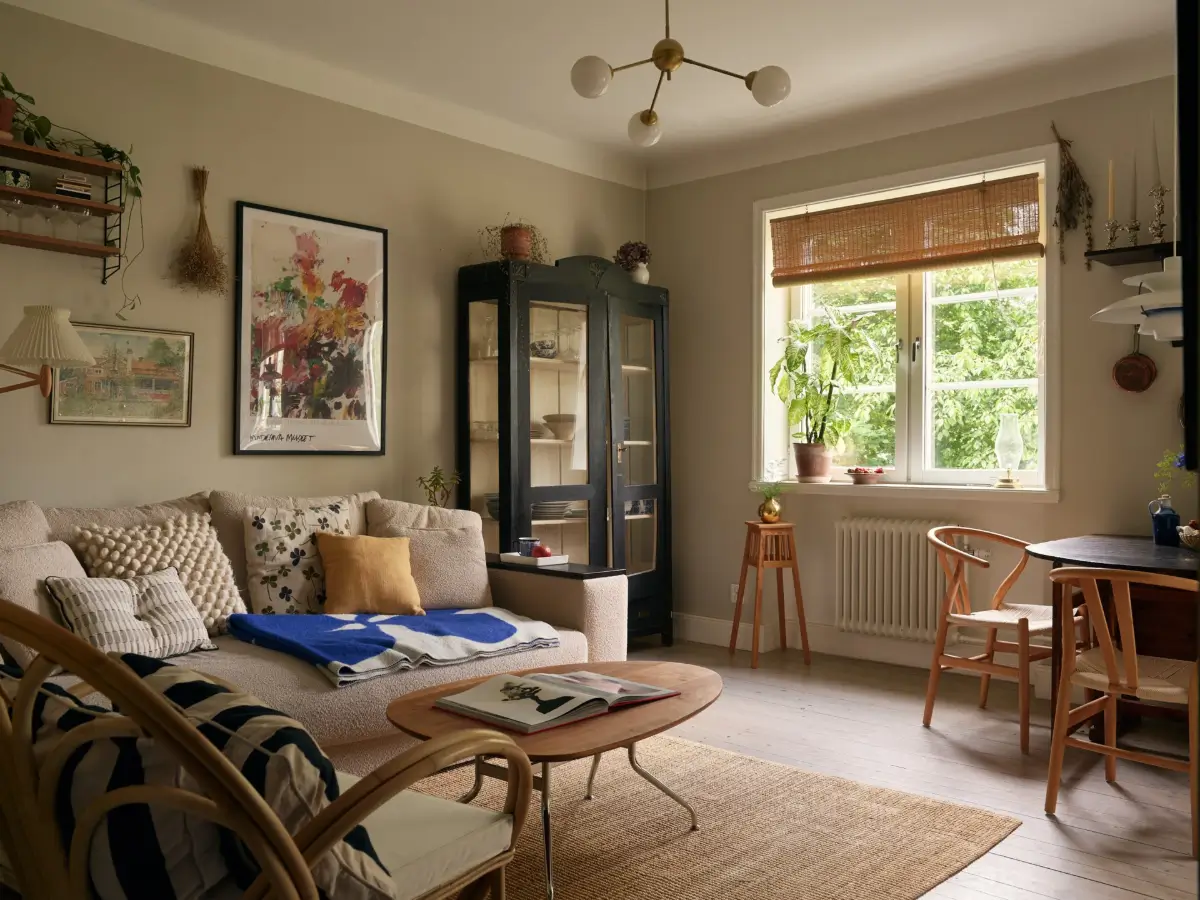 A Muted Color Palette in a Cozy 1920s Apartment in Stockholm 3 neutral scandinavian living room nordroom