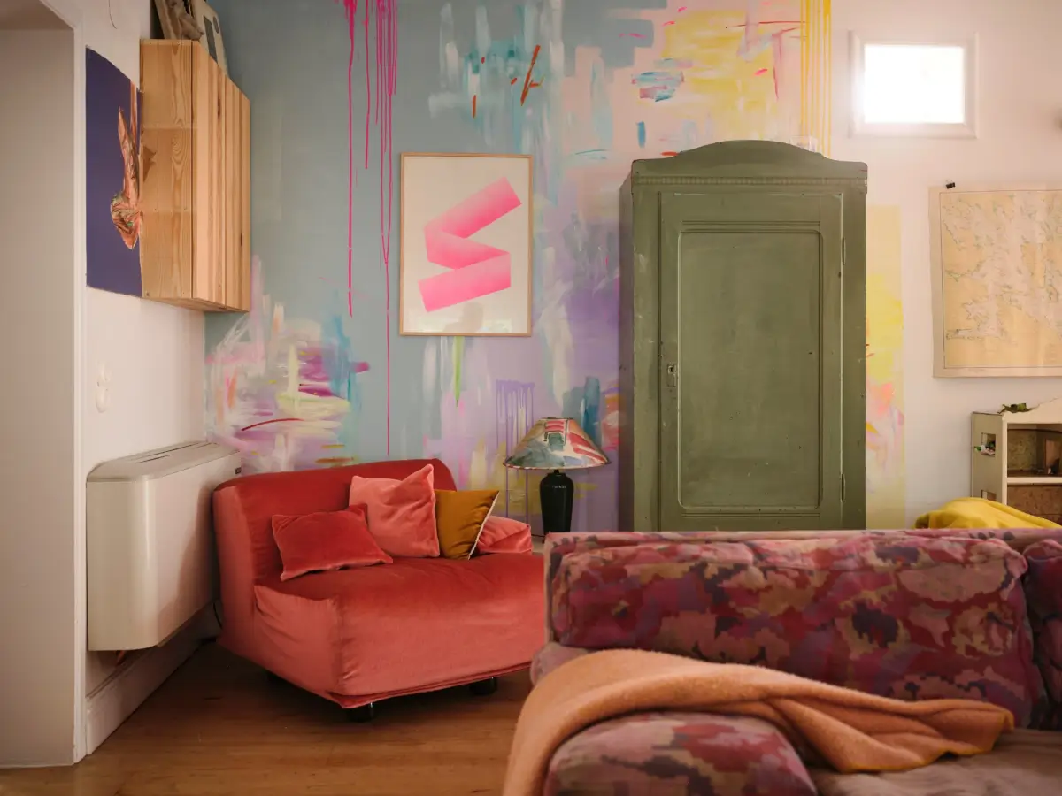 A Colorful Family Home in an Old Gardener's Cottage in Sweden 12 pastel colored accent wall