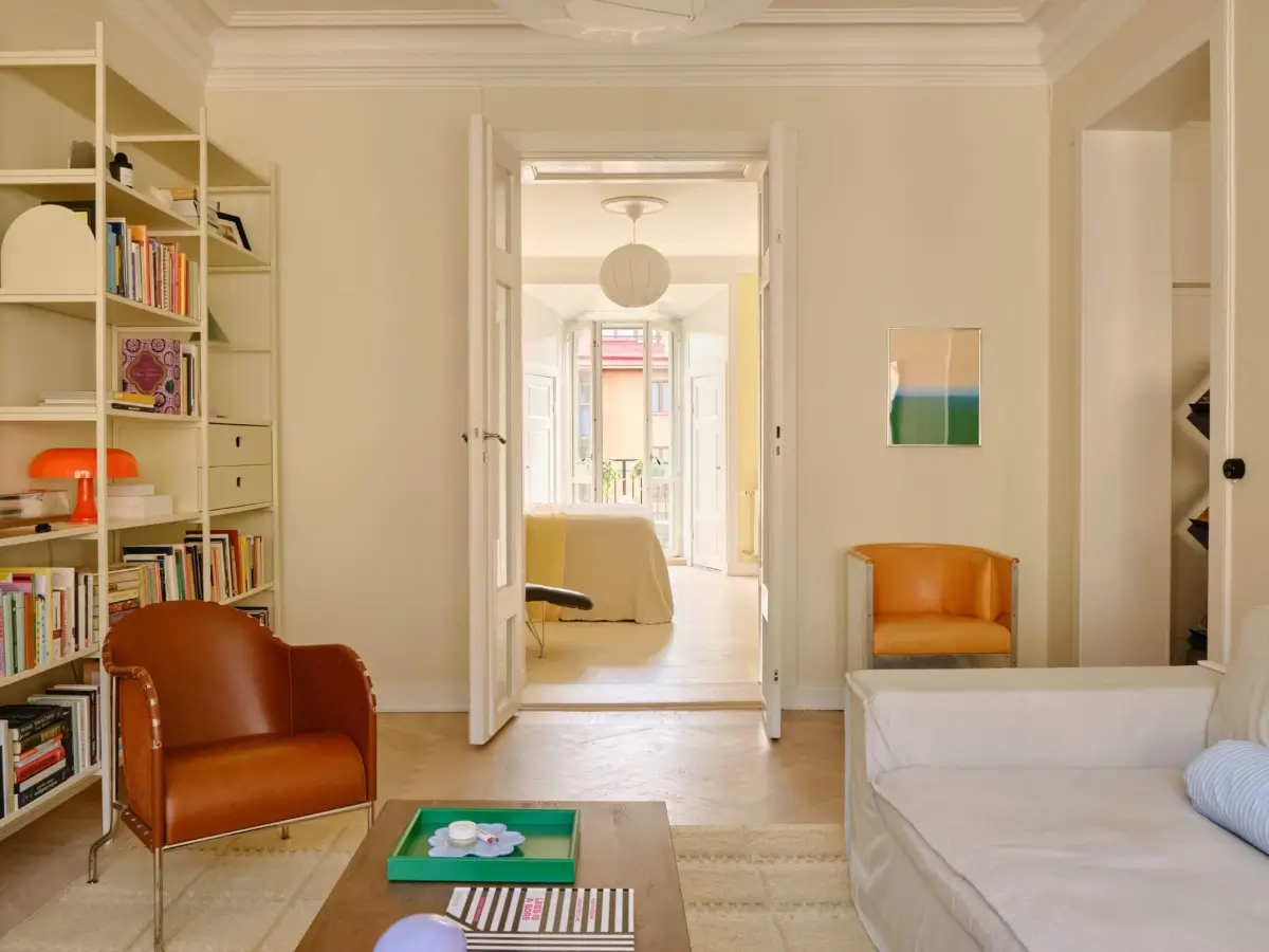 Pastel Hues in a Light-Filled 1880s Apartment in Stockholm 6 scandi apartment living room bedroom in a row nordroom