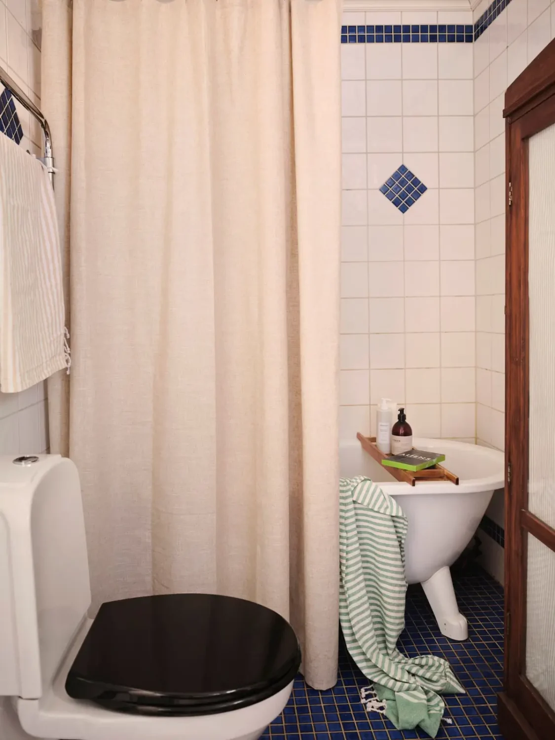 A Colorful Family Home in an Old Gardener's Cottage in Sweden 20 small bathroom freestanding bath