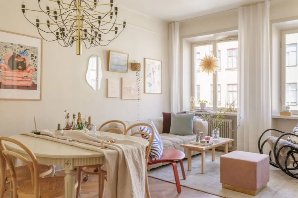 A Small Beige Stockholm Apartment with Plenty of Storage 1 small scandi living room