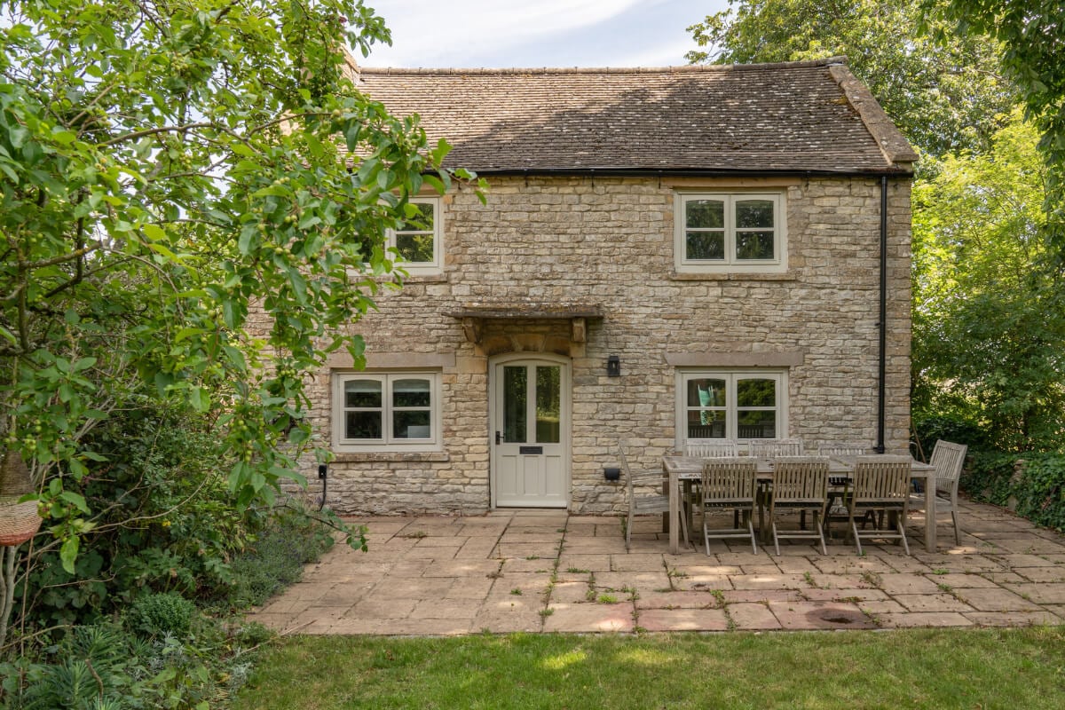 A Stone English Cottage with a Blue and Pink Kitchen 22 stone cottage