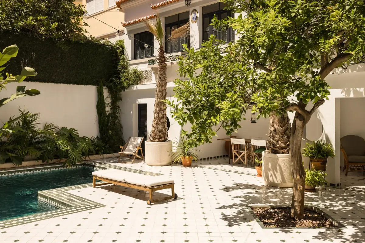 An Art Deco Villa with a Moroccan-Inspired Garden in Portugal 21 tiled garden with pool portugal