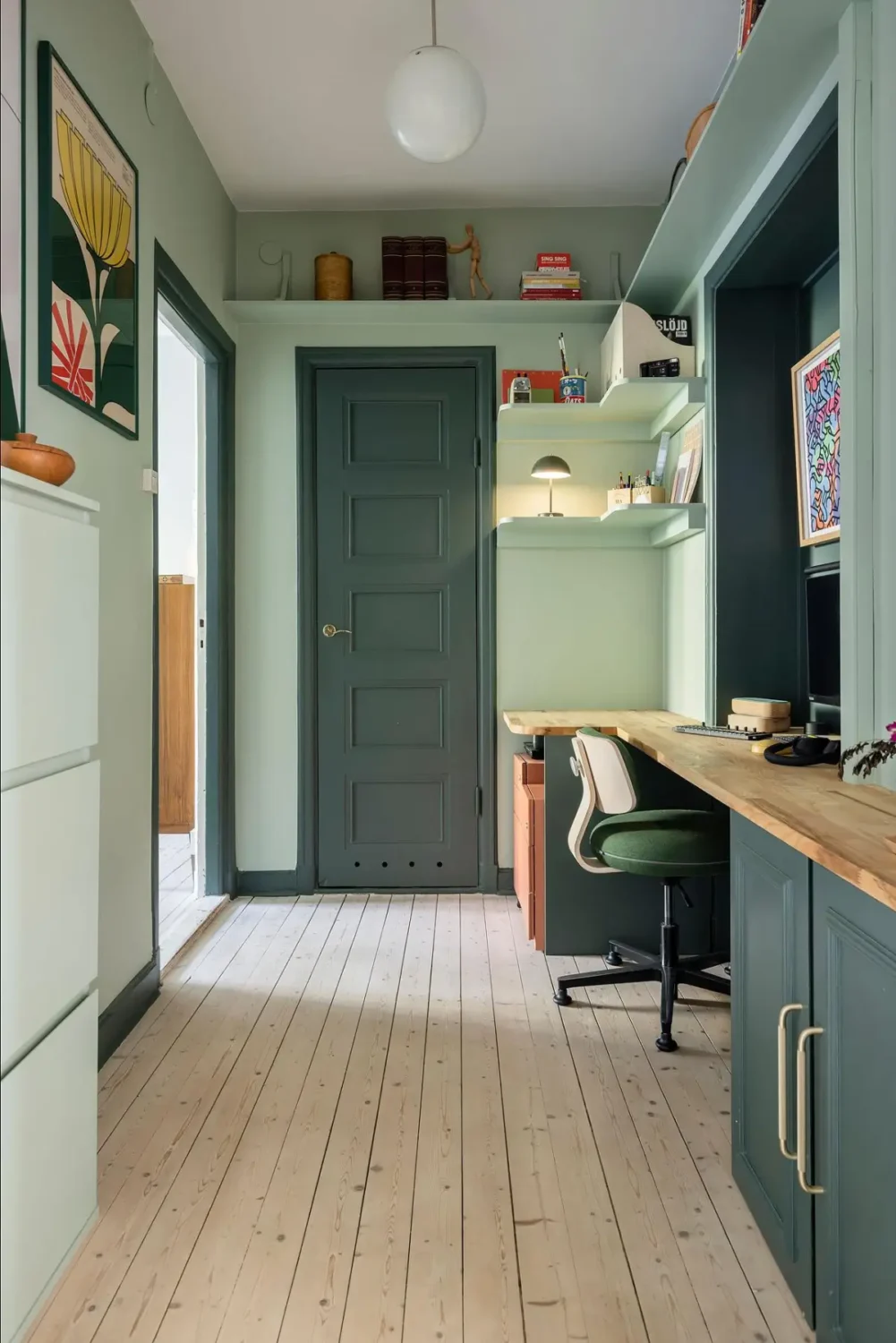 Best of 2025: Home Offices 12 two-tone green home office built-in desk shelves nordroom