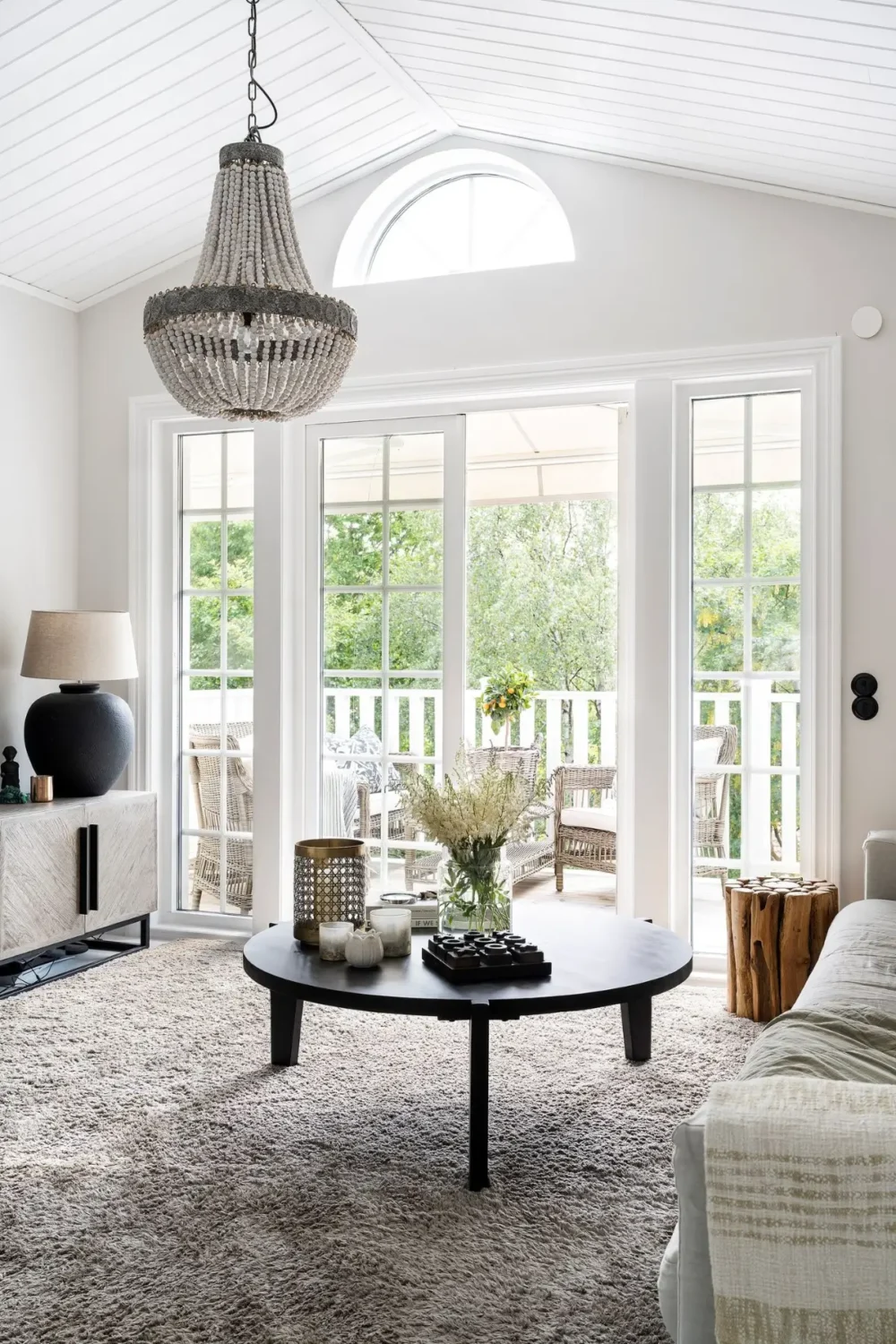 Scandinavian Design Meets The Hamptons in a Swedish Country House 38 white sitting room paneled ceiling nordroom