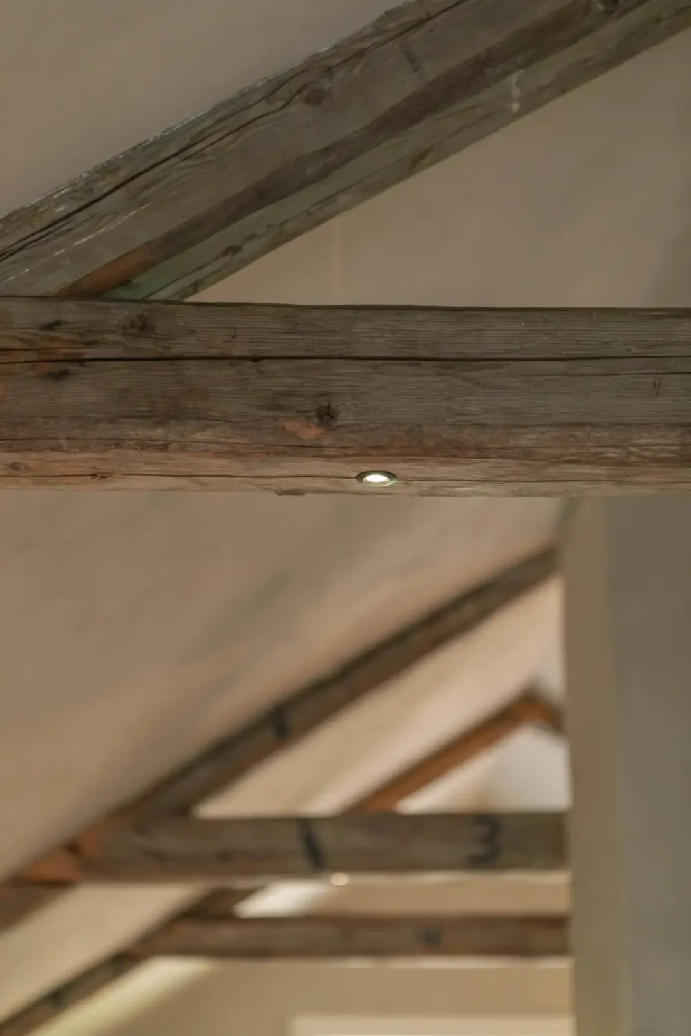 Modern Comforts and Historic Architecture in an 18th Century Home 19 wooden beam with integrated lighting