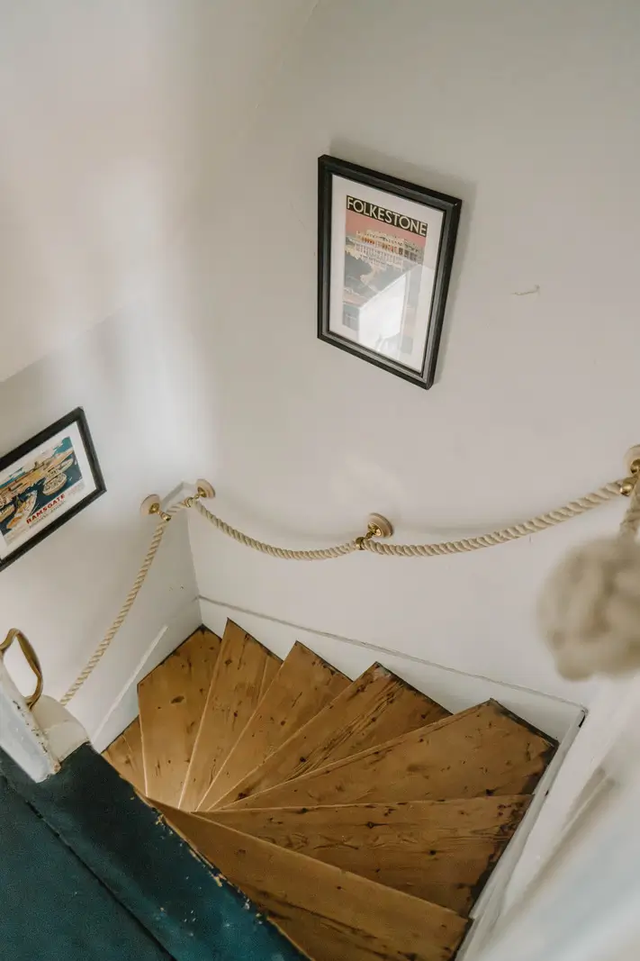 A 17th-Century Home with Original Elements in an English Seaside Town 16 wooden staircase