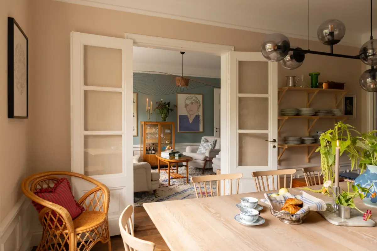 A Warm Color Palette in a Cozy 1920s Apartment in Stockholm 7 double glass kitchen doors