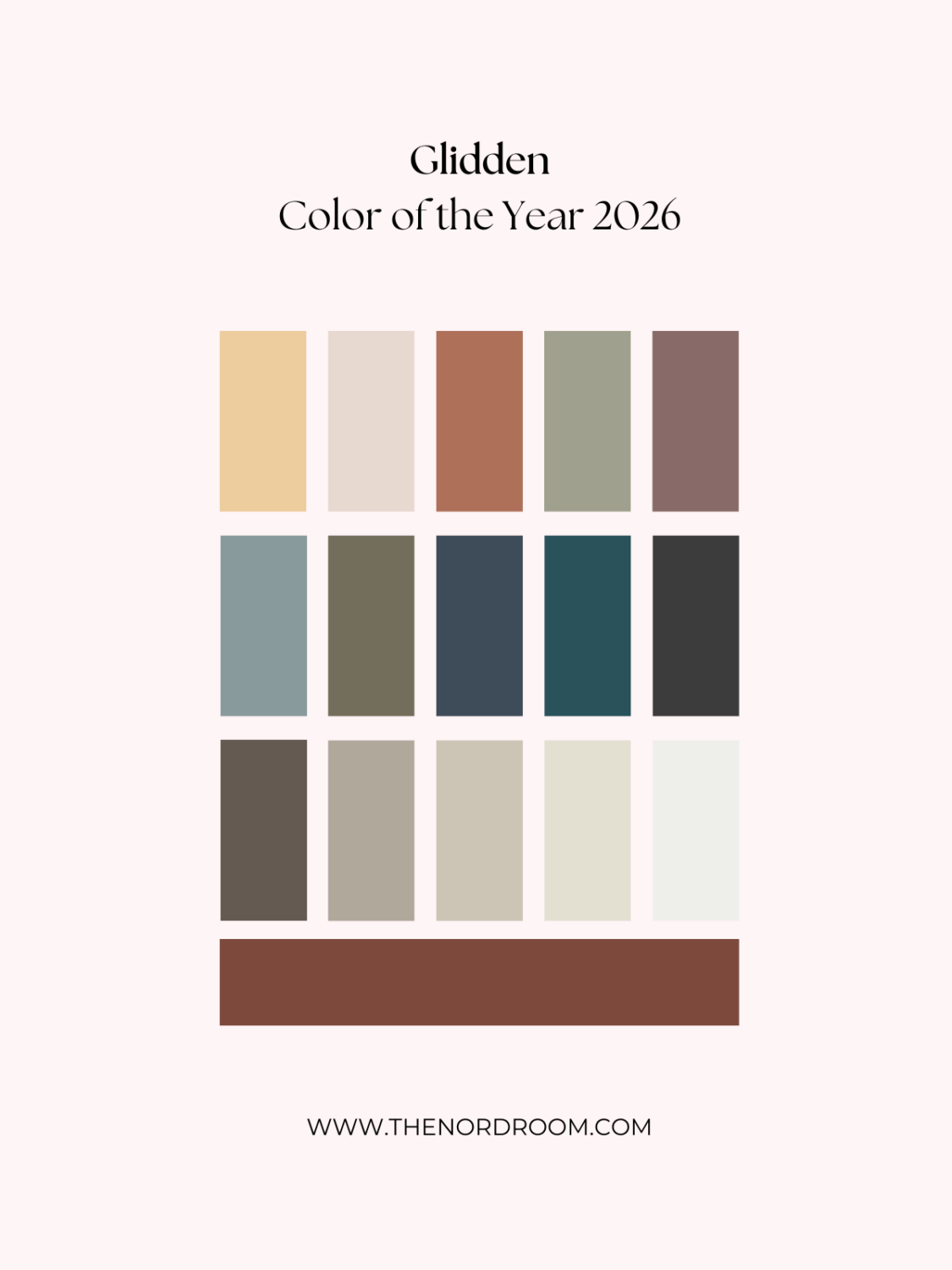 PPG & Glidden Color of the Year 2026: Warm Mahogany 5 glidden color 2026 warm mahagony color palette nordroom PPG & Glidden Color of the Year 2026: Warm Mahogany