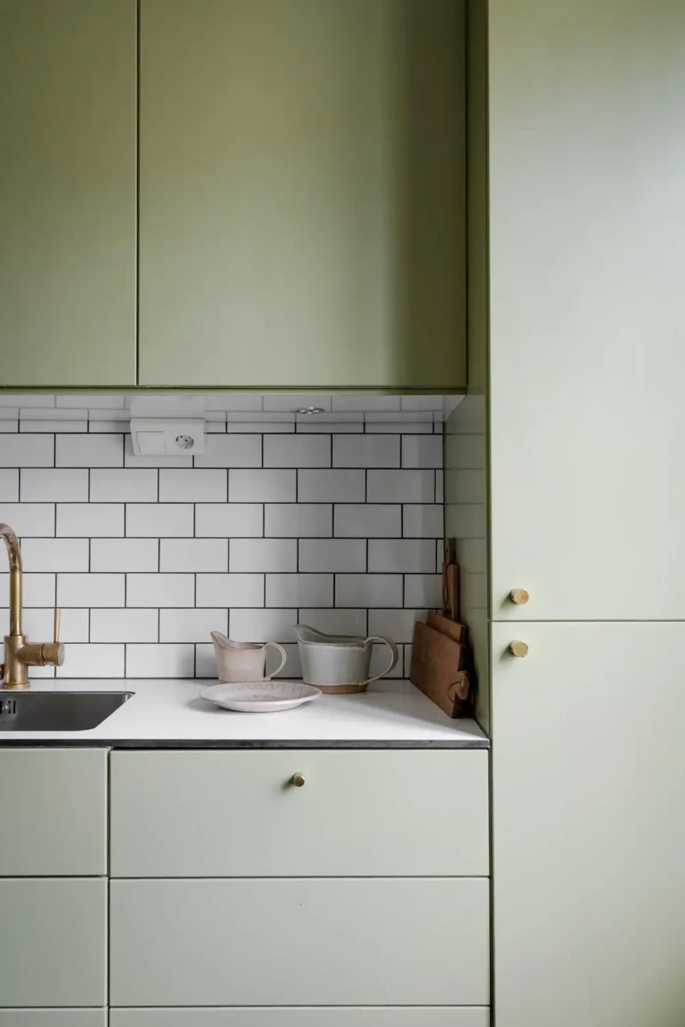 Historic Character and Color in a Swedish Studio Apartment 15 kitchen detail