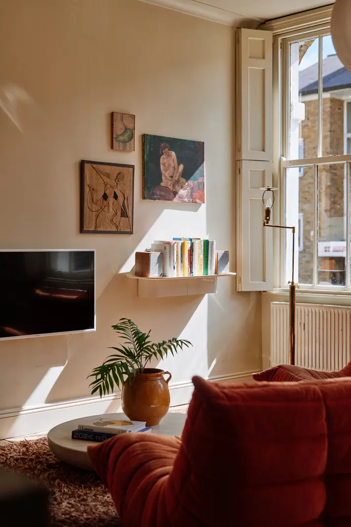 Restored Features in a Charming Georgian Apartment in London 4 living room sunlight