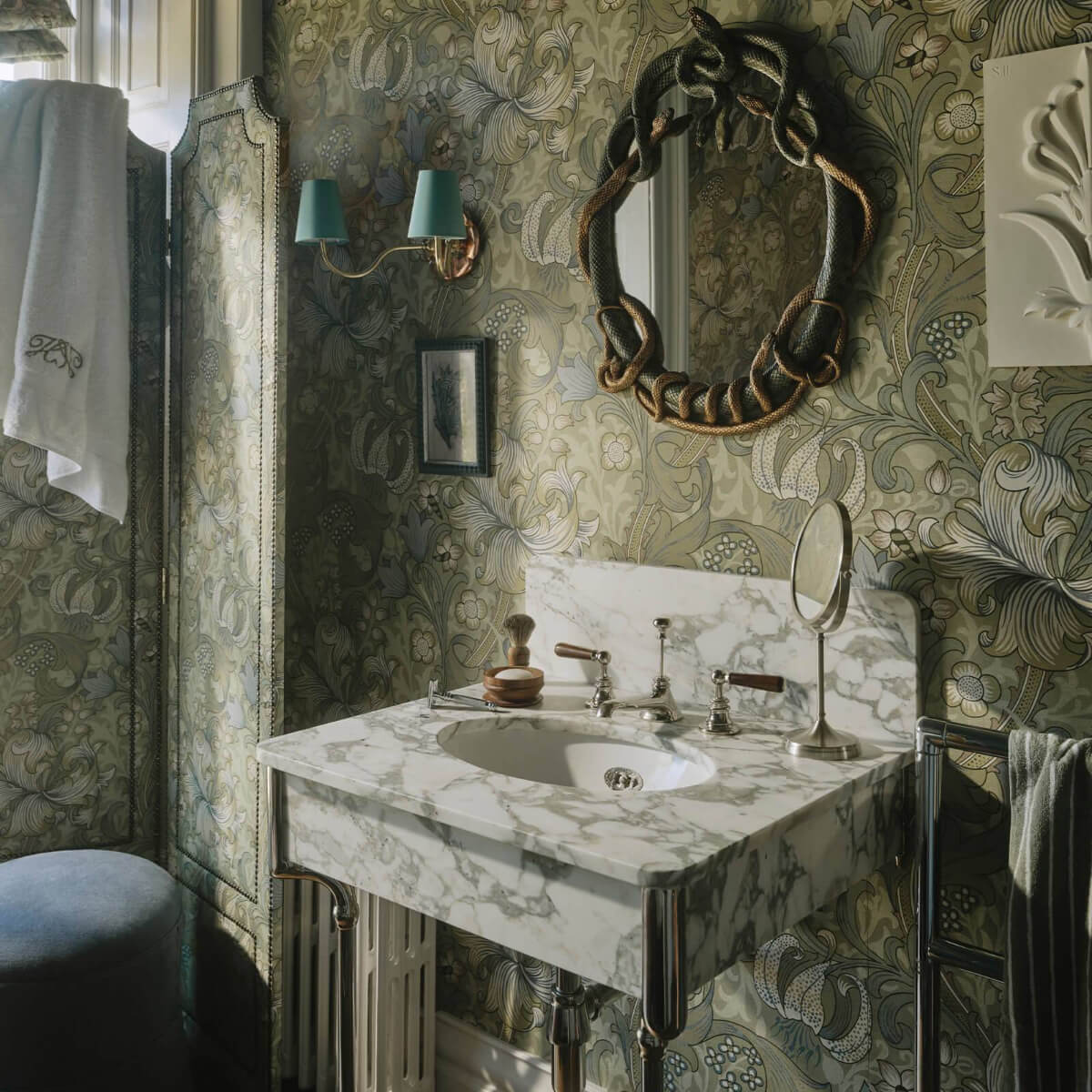 50 Bathroom Wallpaper Ideas Adding Color, Style, and Expression 61 nordroom house of hackney autum winter25 collection wp golden lily cirrus apple 50 Bathroom Wallpaper Ideas Adding Color, Style, and Expression