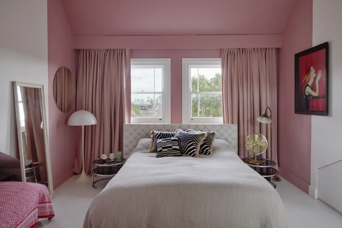 Victorian Grandeur Meets Modern Design in a Camden Square Townhouse 21 pink bedroom