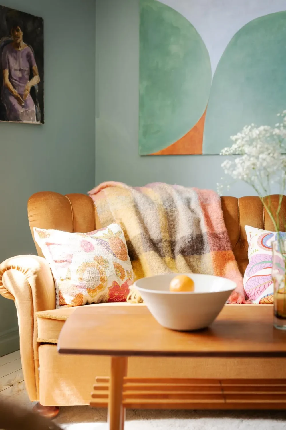 Historic Character and Color in a Swedish Studio Apartment 7 vintage sofa