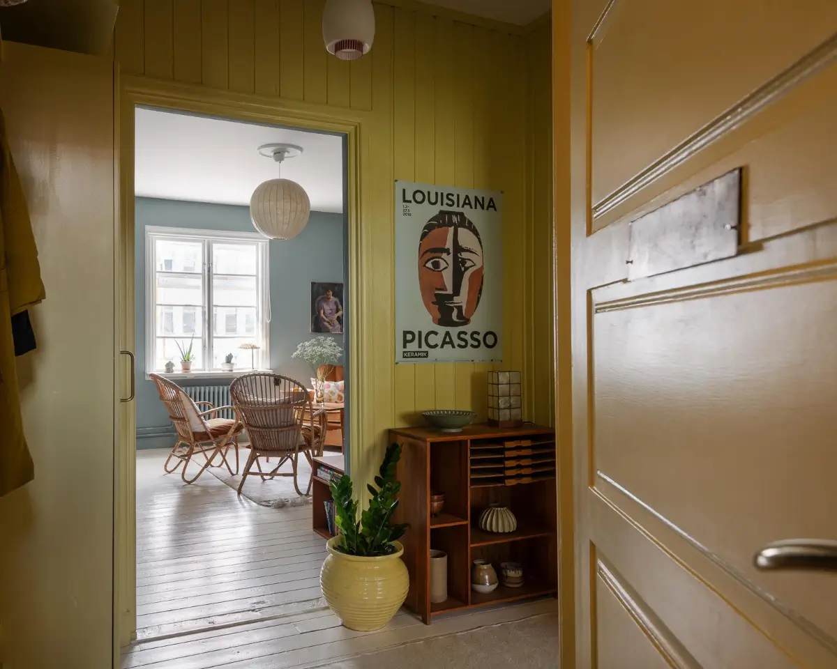 Historic Character and Color in a Swedish Studio Apartment 27 yellow hall Historic Character and Color in a Swedish Studio Apartment