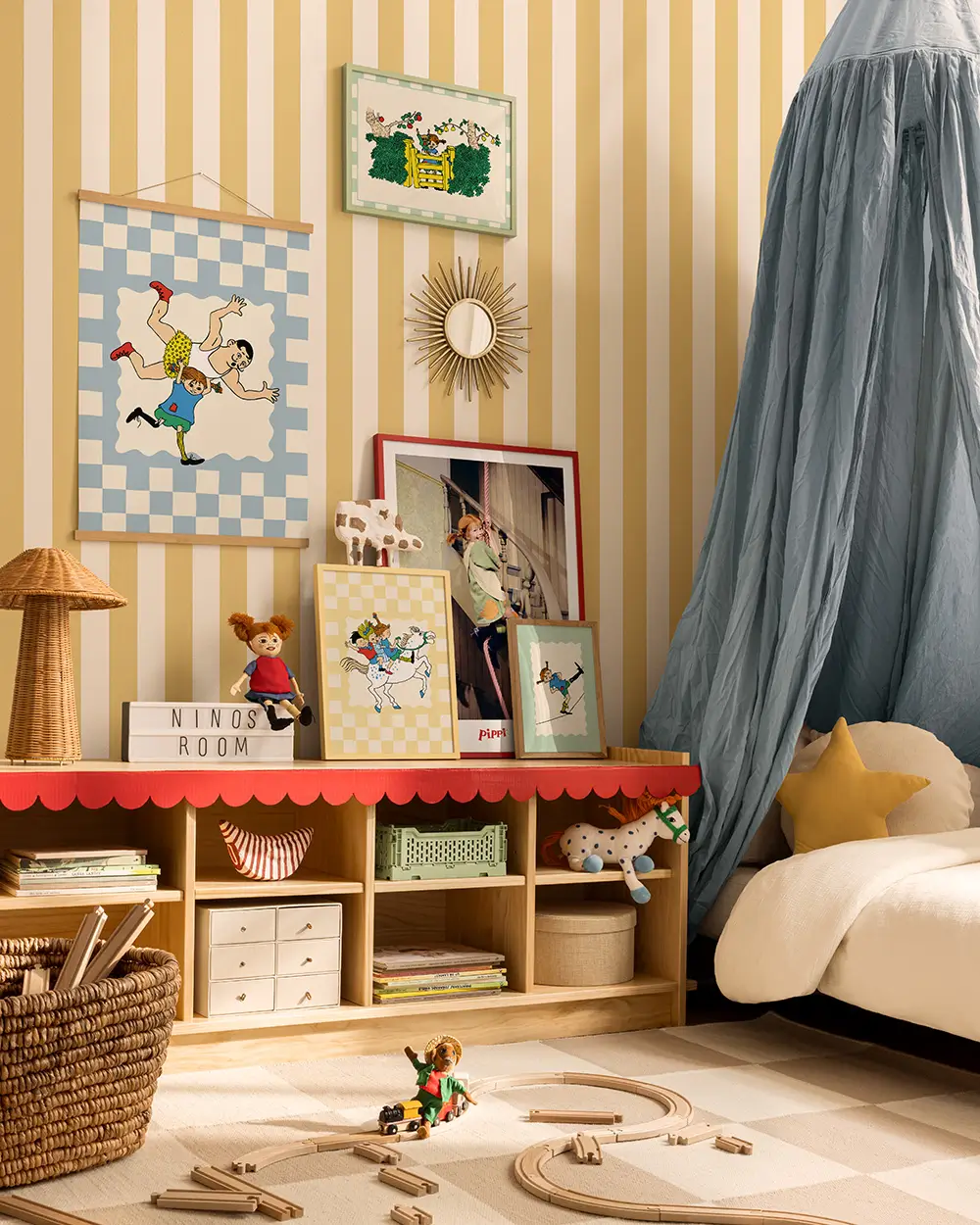 Best of 2025: Children's Rooms 11 yellow striped childrens room nordroom Best of 2025: Children's Rooms