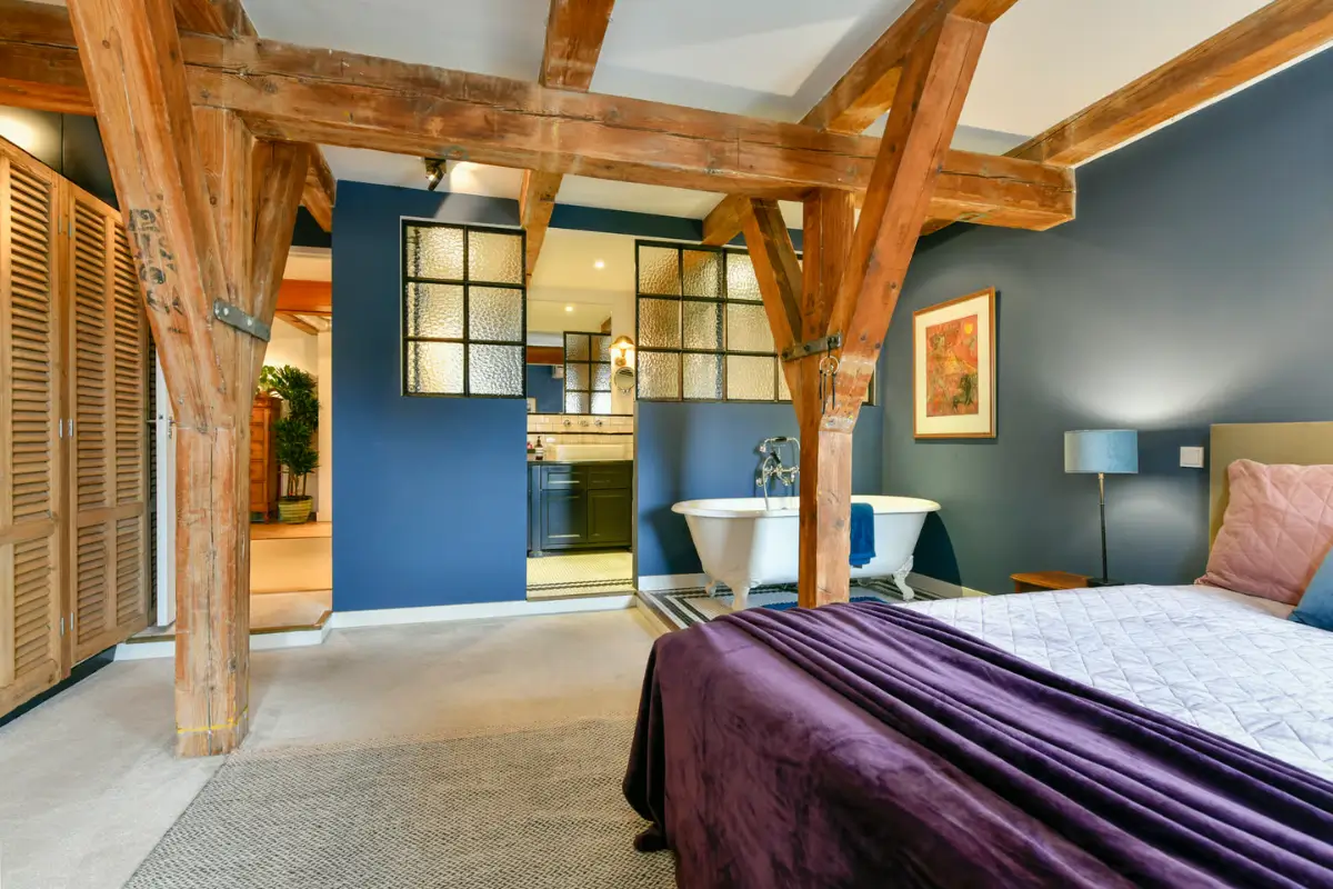A Spacious Loft Apartment in a Converted Amsterdam Grain Warehouse 16 amsterdam warehouse apartment exposed beams nordroom77 A Spacious Loft Apartment in a Converted Amsterdam Grain Warehouse