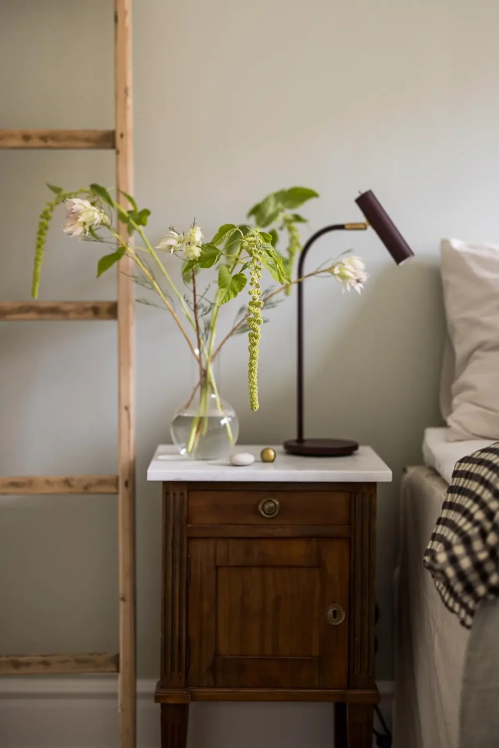 A Classic Renovated Apartment with a Social Light Green Kitchen 18 bedroom nightstand