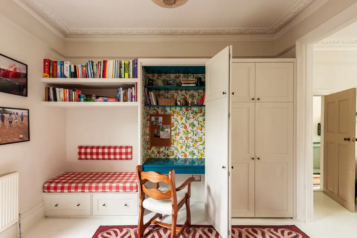Best of 2025: Home Offices 21 blue built-in desk fruit wallpaper
