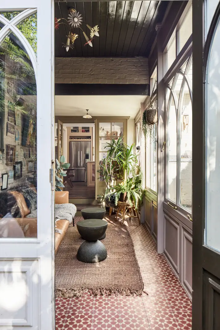 A deVOL Kitchen in a Beautiful Restored Georgian Townhouse in London 7 garden room red tiles