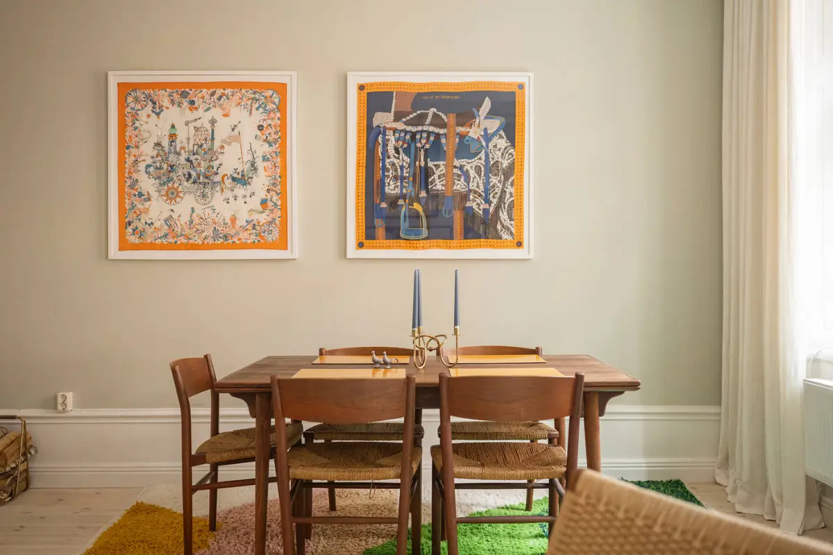 A Stylish Beige Apartment with a Light Blue Kitchen 5 living room dining table