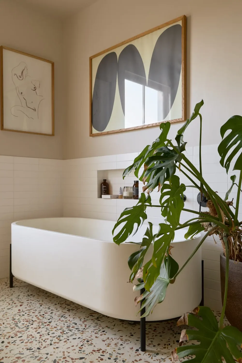 A Beautiful Victorian Townhouse Reimagined for Modern Living 35 modern freestanding bath terrazzo floor tiles