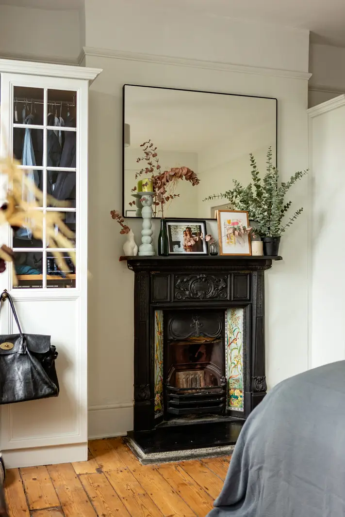 Period Elements and Subtle Color Accents in a Victorian Family Home 15 original fireplace