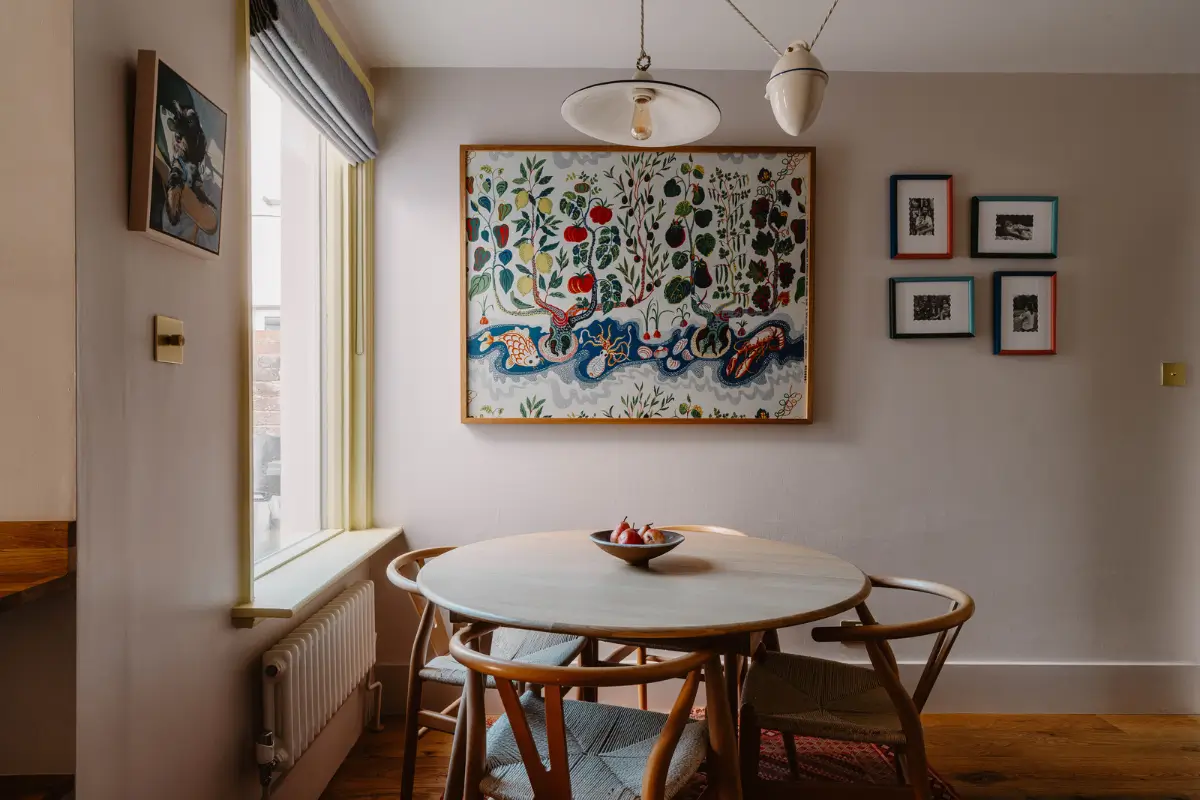 Cozy Interiors in a Restored 19th Century Family Home in Tunbridge Wells 7 round dining table wishbone chairs