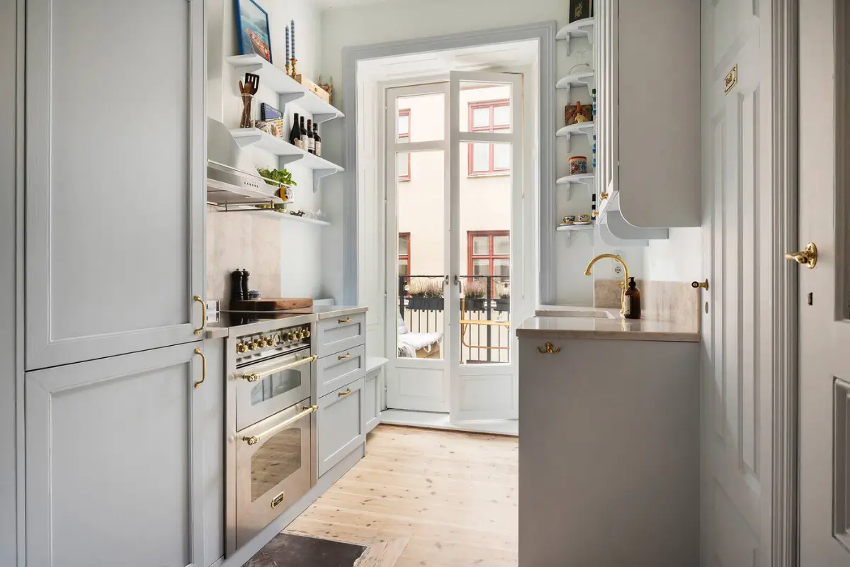 Best of 2025: Kitchens 40 small light blue kitchen shelves glass balcony doors