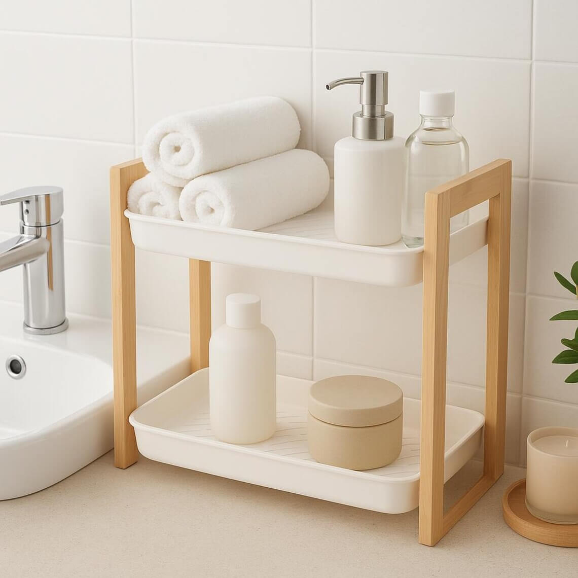30 Smart Storage Etsy Finds to Transform Your Small Bathroom 23 two-layer-bamboo-bathroom-storage-organizer
