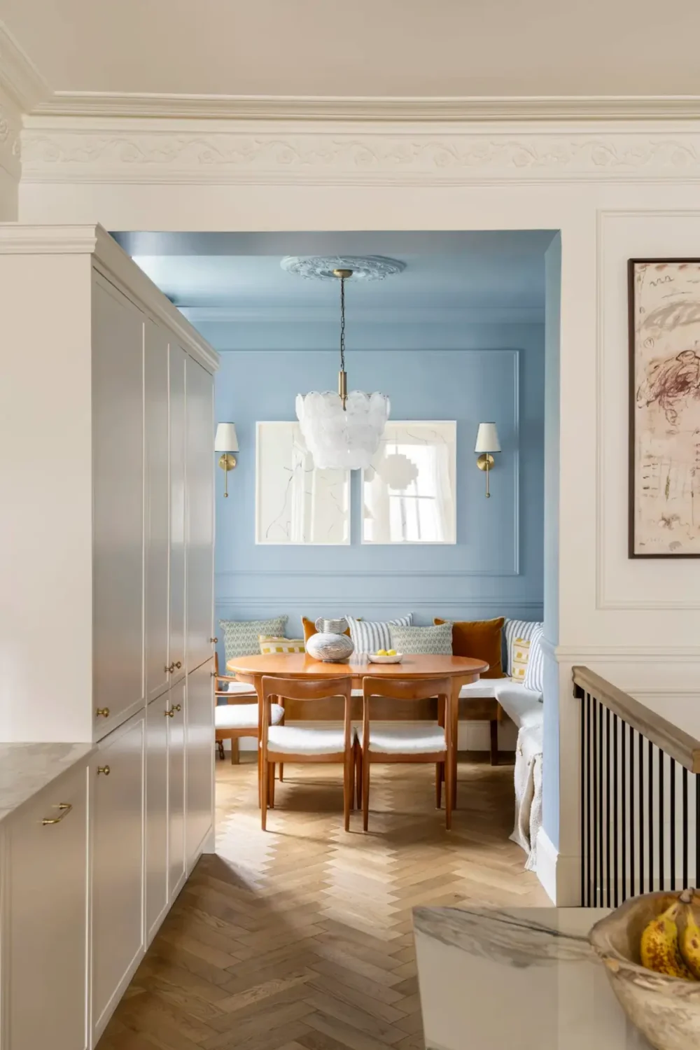 Best of 2025: Dining Rooms 14 view-into-blue-dining-room-with-corner-bench