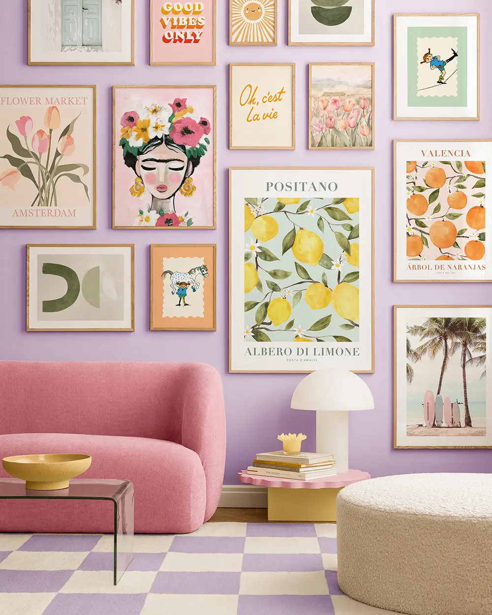 The Top Home Design Trends for 2026: Bold Color, Cozy Corners & Climate-Ready Living 28 whimsical living room gallery wall nordroom The Top Home Design Trends for 2026: Bold Color, Cozy Corners & Climate-Ready Living